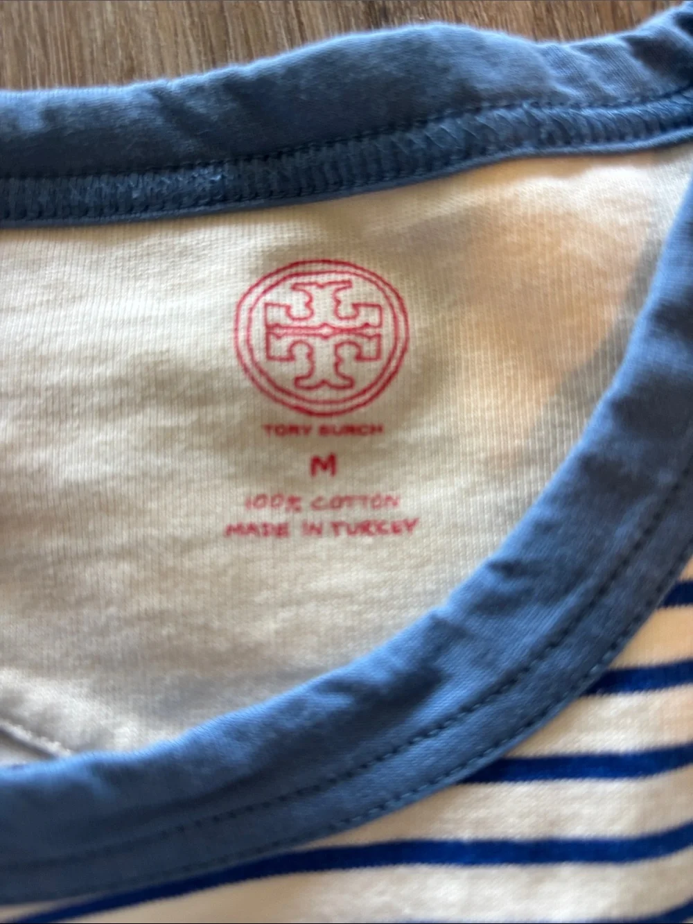Tory Burch Striped Floral Short Sleeve Tee - Blue, Yellow, Red